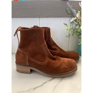 Antonia de Faria Womens Brown Suede Ankle Boots Side Zip Block Heel Size 8